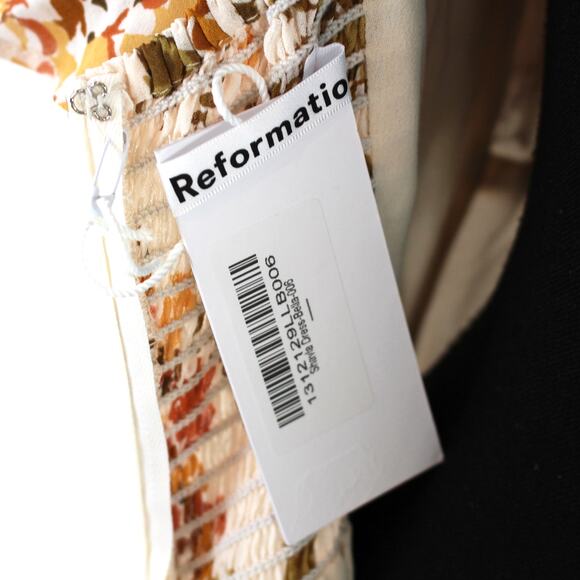 Reformation Shayla Bella Cream Floral Print V-Neck Dress 6 NEW Short Sleeve Maxi - Picture 6 of 8